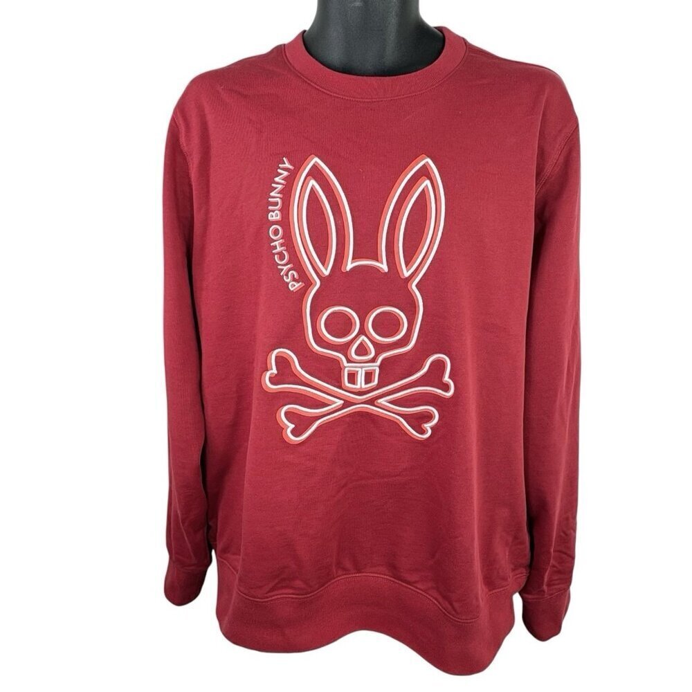 Psycho Bunny Rio Red Gresham Bunny Logo French Terry Pullover Sweatshirt Men’s L